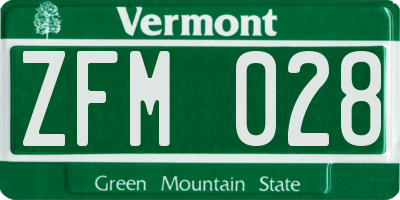 VT license plate ZFM028