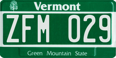 VT license plate ZFM029