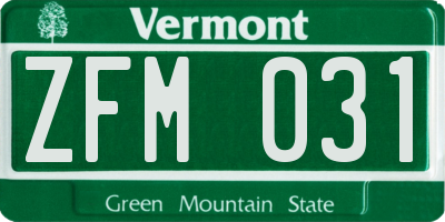VT license plate ZFM031