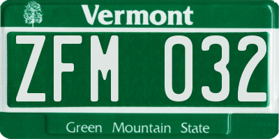 VT license plate ZFM032