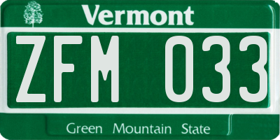 VT license plate ZFM033