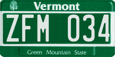 VT license plate ZFM034