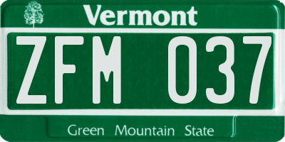 VT license plate ZFM037