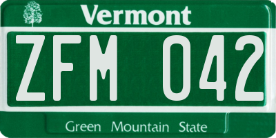 VT license plate ZFM042