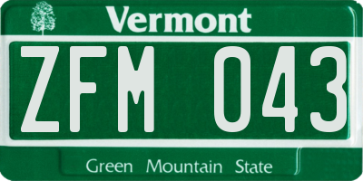 VT license plate ZFM043