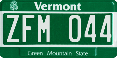 VT license plate ZFM044