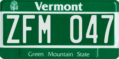 VT license plate ZFM047