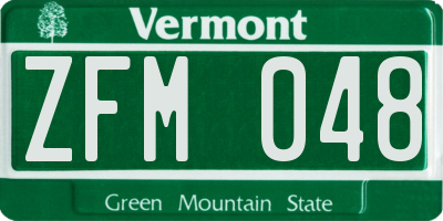 VT license plate ZFM048
