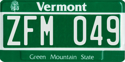 VT license plate ZFM049