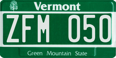 VT license plate ZFM050