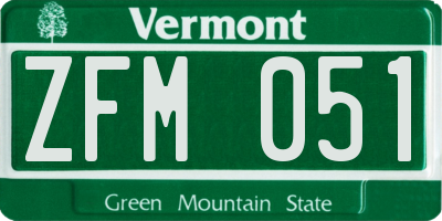 VT license plate ZFM051