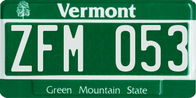 VT license plate ZFM053