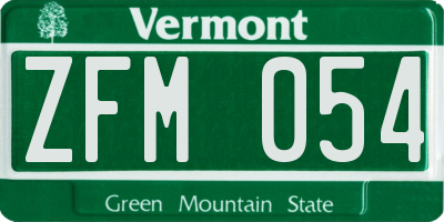 VT license plate ZFM054