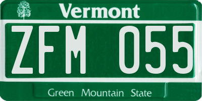 VT license plate ZFM055