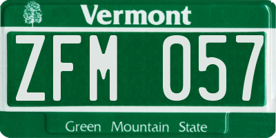 VT license plate ZFM057