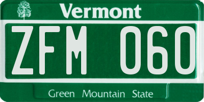 VT license plate ZFM060