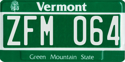 VT license plate ZFM064