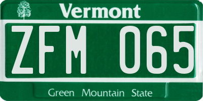 VT license plate ZFM065