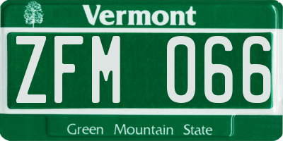 VT license plate ZFM066
