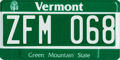 VT license plate ZFM068