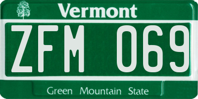 VT license plate ZFM069
