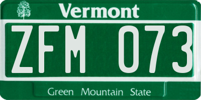 VT license plate ZFM073
