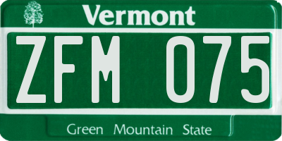 VT license plate ZFM075