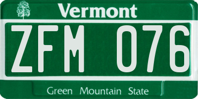 VT license plate ZFM076