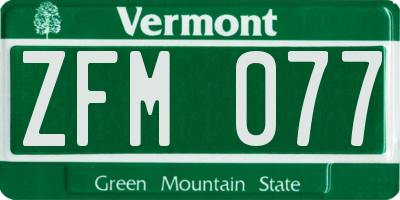 VT license plate ZFM077