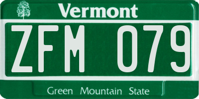 VT license plate ZFM079