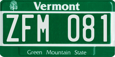 VT license plate ZFM081