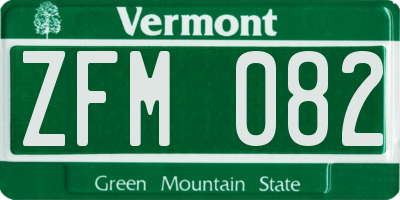 VT license plate ZFM082