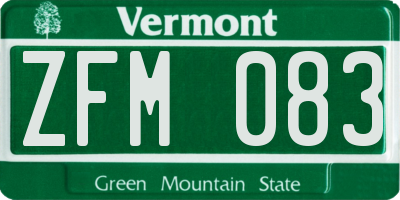 VT license plate ZFM083