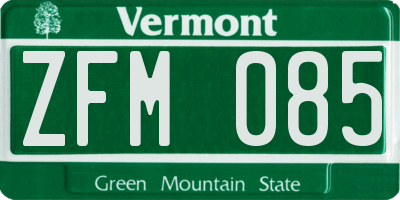 VT license plate ZFM085