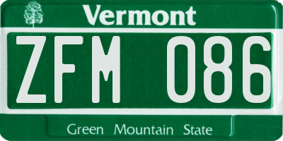 VT license plate ZFM086