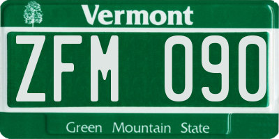 VT license plate ZFM090