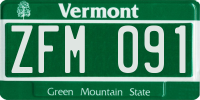 VT license plate ZFM091