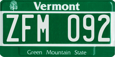 VT license plate ZFM092