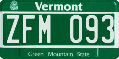 VT license plate ZFM093