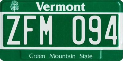 VT license plate ZFM094