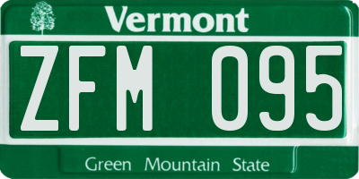 VT license plate ZFM095