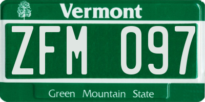 VT license plate ZFM097