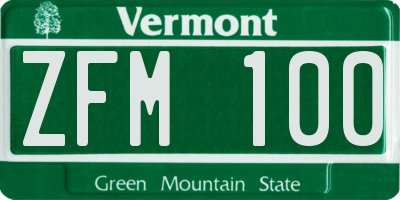 VT license plate ZFM100