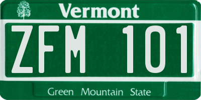 VT license plate ZFM101