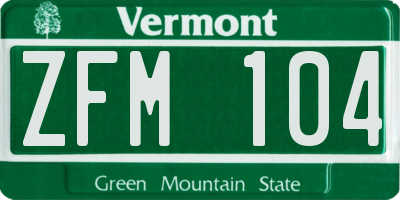 VT license plate ZFM104