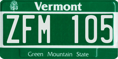 VT license plate ZFM105