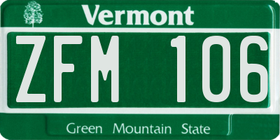 VT license plate ZFM106