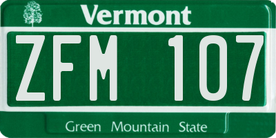 VT license plate ZFM107