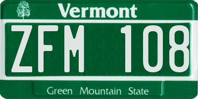 VT license plate ZFM108
