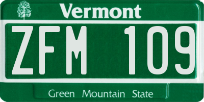 VT license plate ZFM109